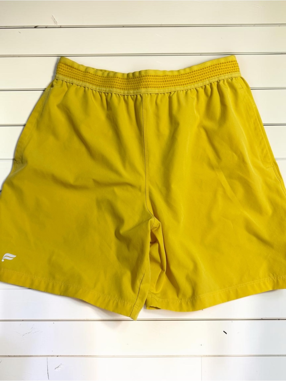 Fabletics Yellow Athletic Shorts Womens Medium Running Gym Lined Performance